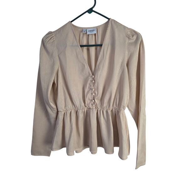 AWARE by Vero Moda Tops - Aware By Vero Moda Coquette Blouse XS‎ Womens Pink Coquette Long Sleeve V Neck